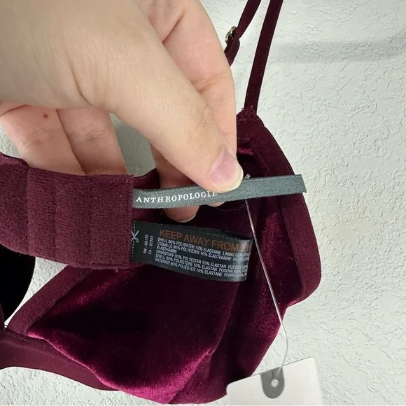 NEW Anthropologie Dark Red Velvet Triangle Bra and Brief Set Size XXS - Picture 4 of 11